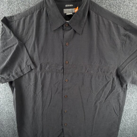 Quiksilver Polynosic Floral Stripe Short Sleeve Comfort Large Gray Shirt Soft - Picture 2 of 12